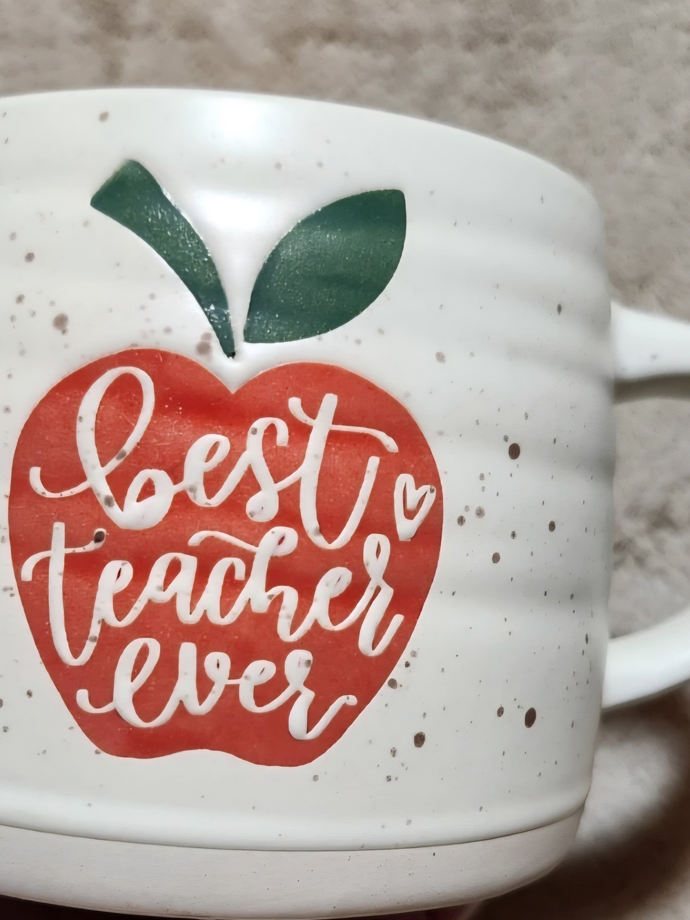 Best Teacher Ever Apple Mug - White with Red and Green